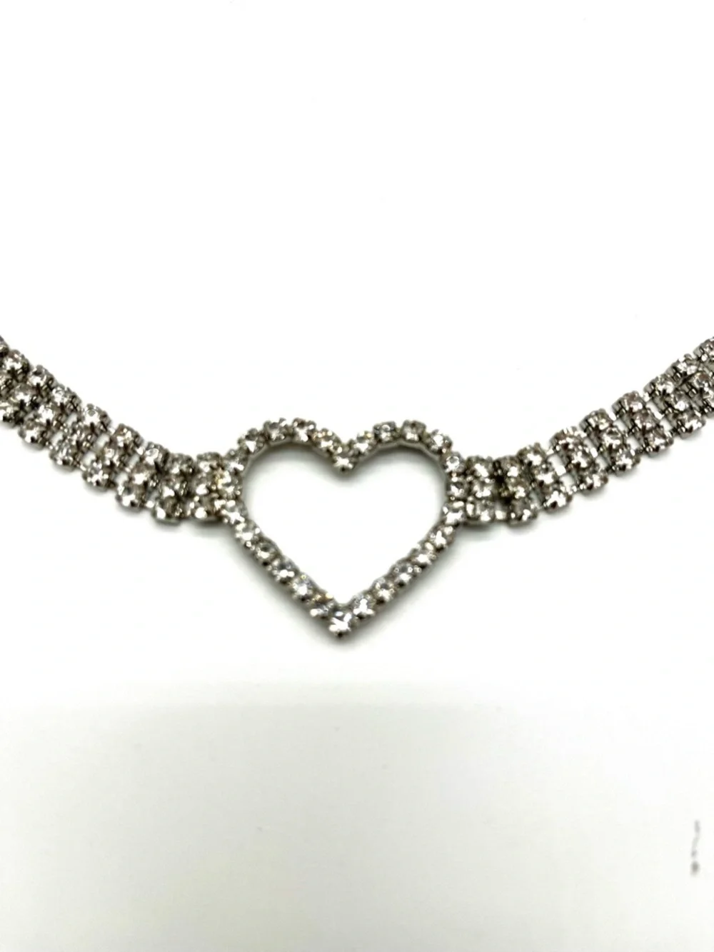 Belt Heart Shaped Silver Adjustable 3 Rows of Rhinestones 42